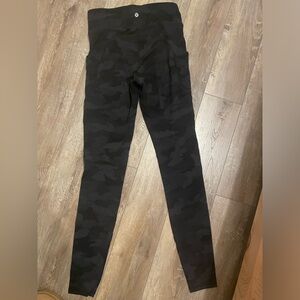 Camo tights align with pocket